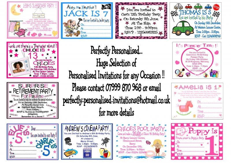 Personalised party invitations